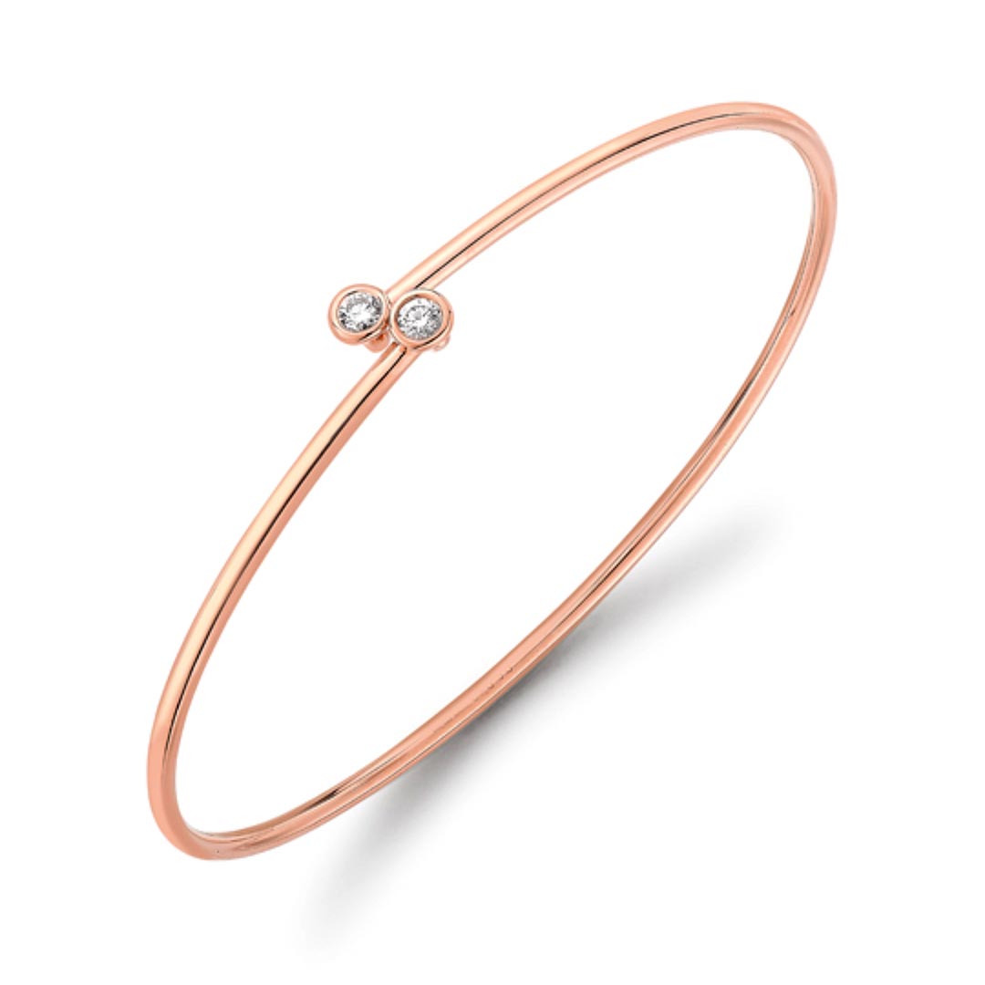 18ct. Rubover Rose Gold Diamond Crossover Bangle