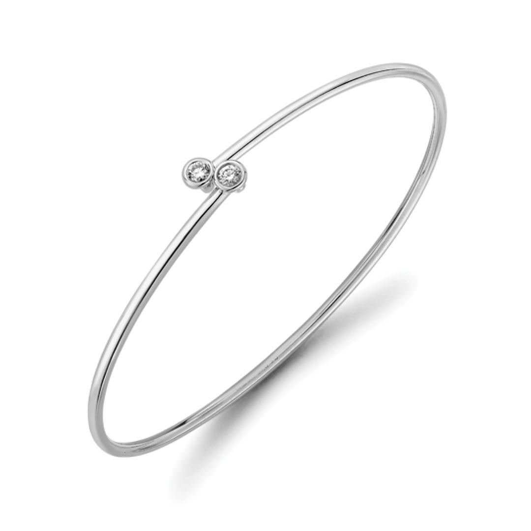 18ct. Rubover White Gold Diamond Crossover Bangle