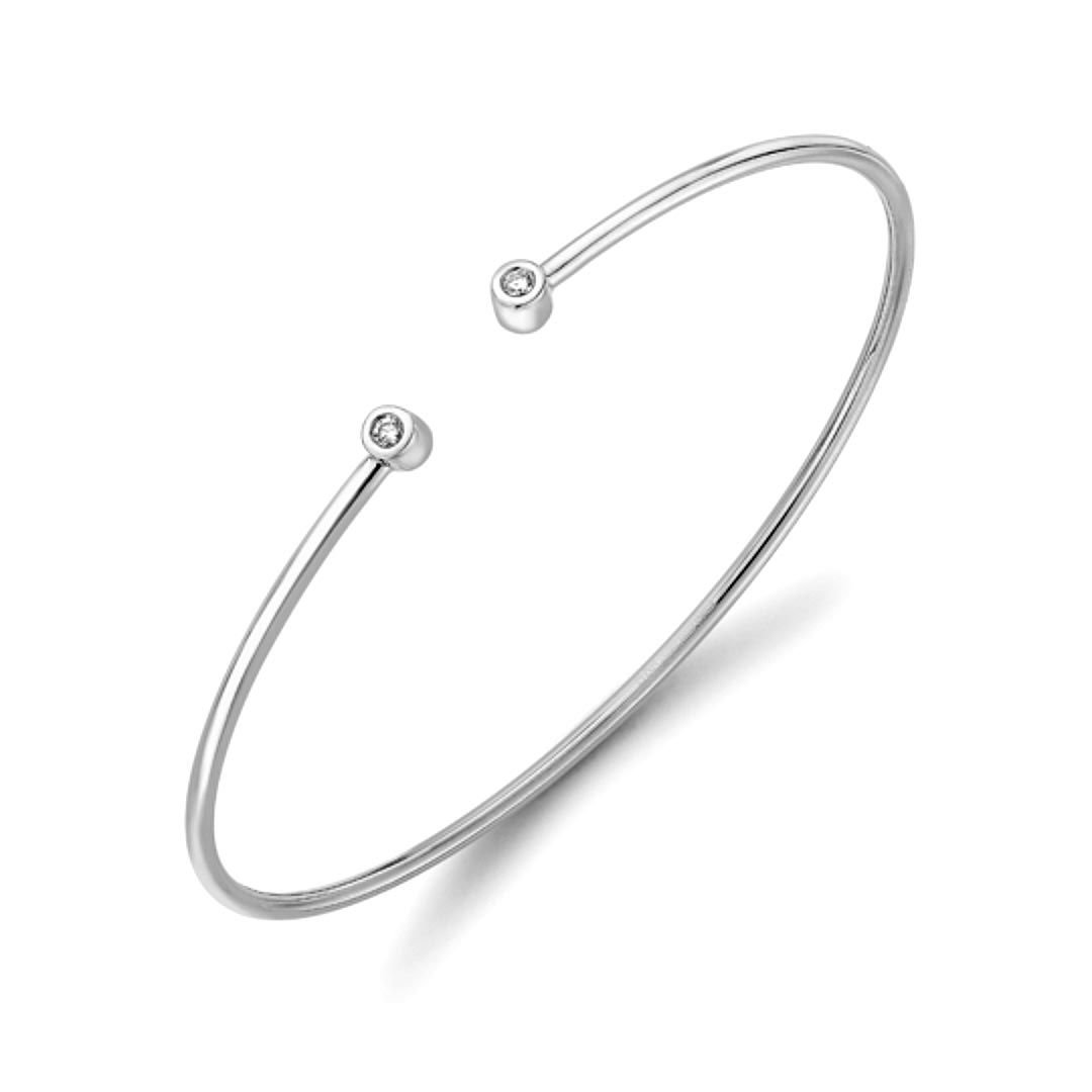 18ct. Rubover White Gold Diamond Torque Bangle