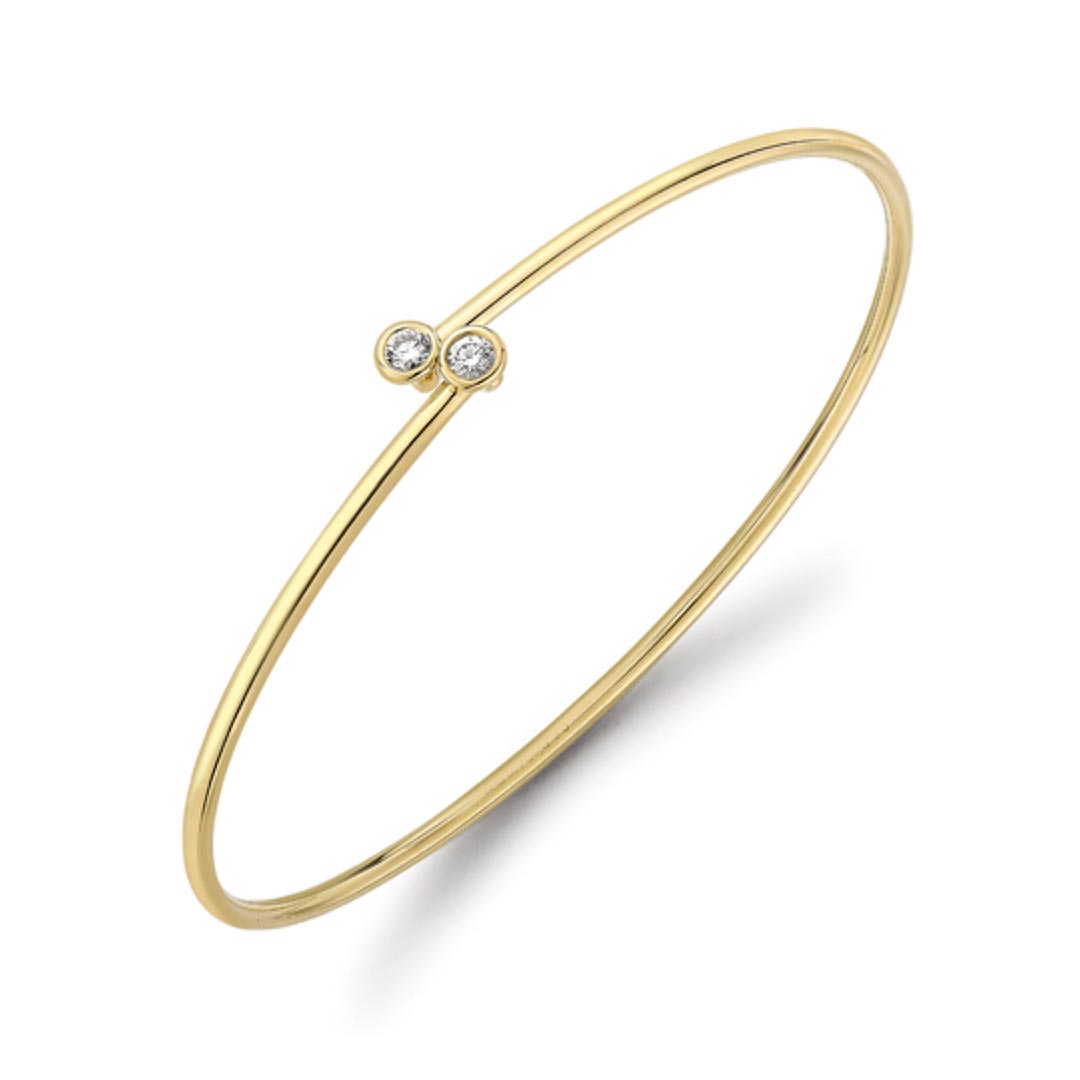 18ct. Rubover Yellow Gold Diamond Crossover Bangle