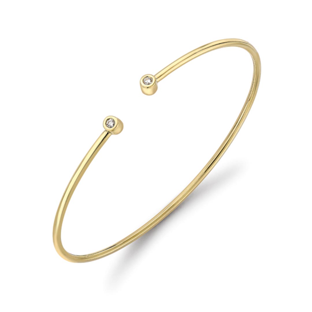 18ct. Rubover Yellow Gold Diamond Torque Bangle