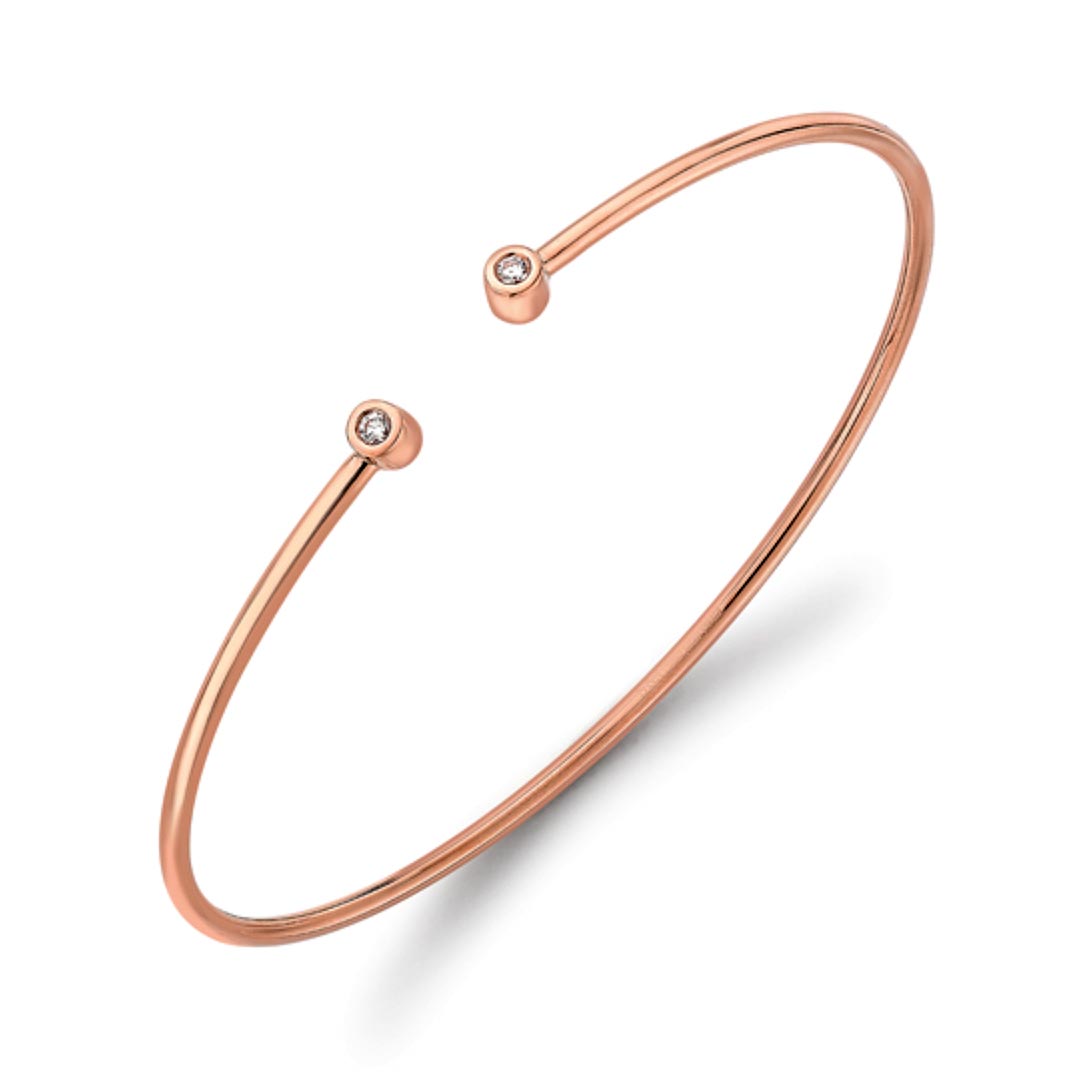 18ct. Rubover Rose Gold Diamond Torque Bangle