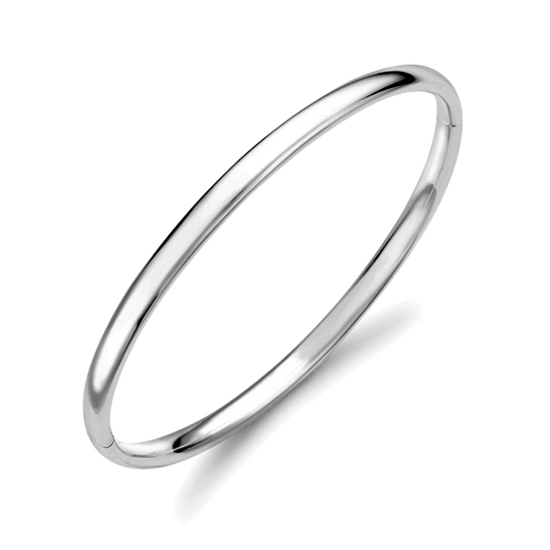 18ct White Gold Oval Solid Bangle