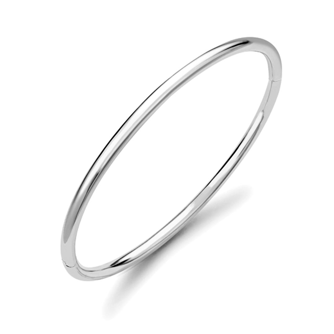 18ct White Gold Round Solid Bangle