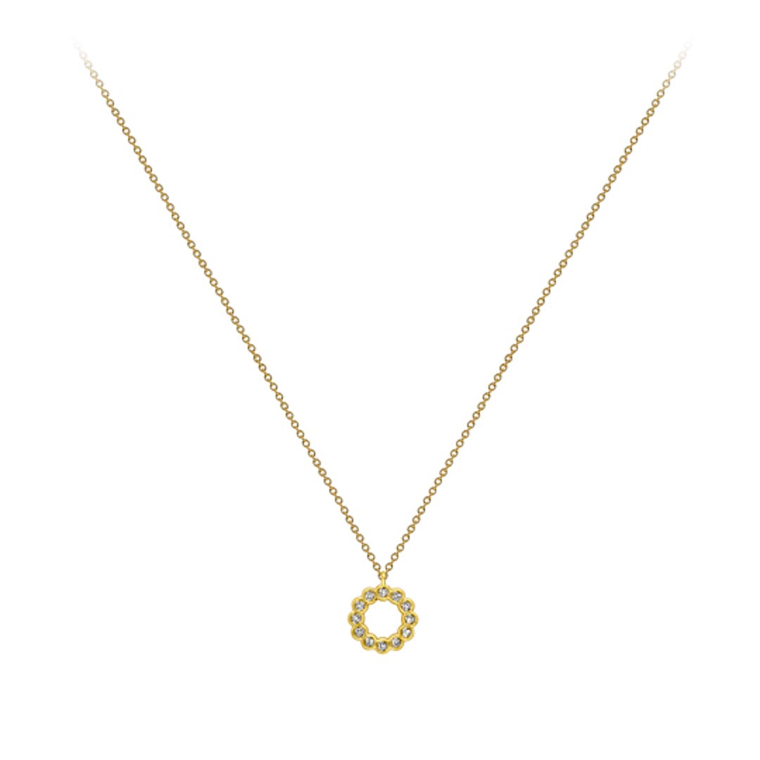 18ct Yellow Gold Circle Diamond Necklace