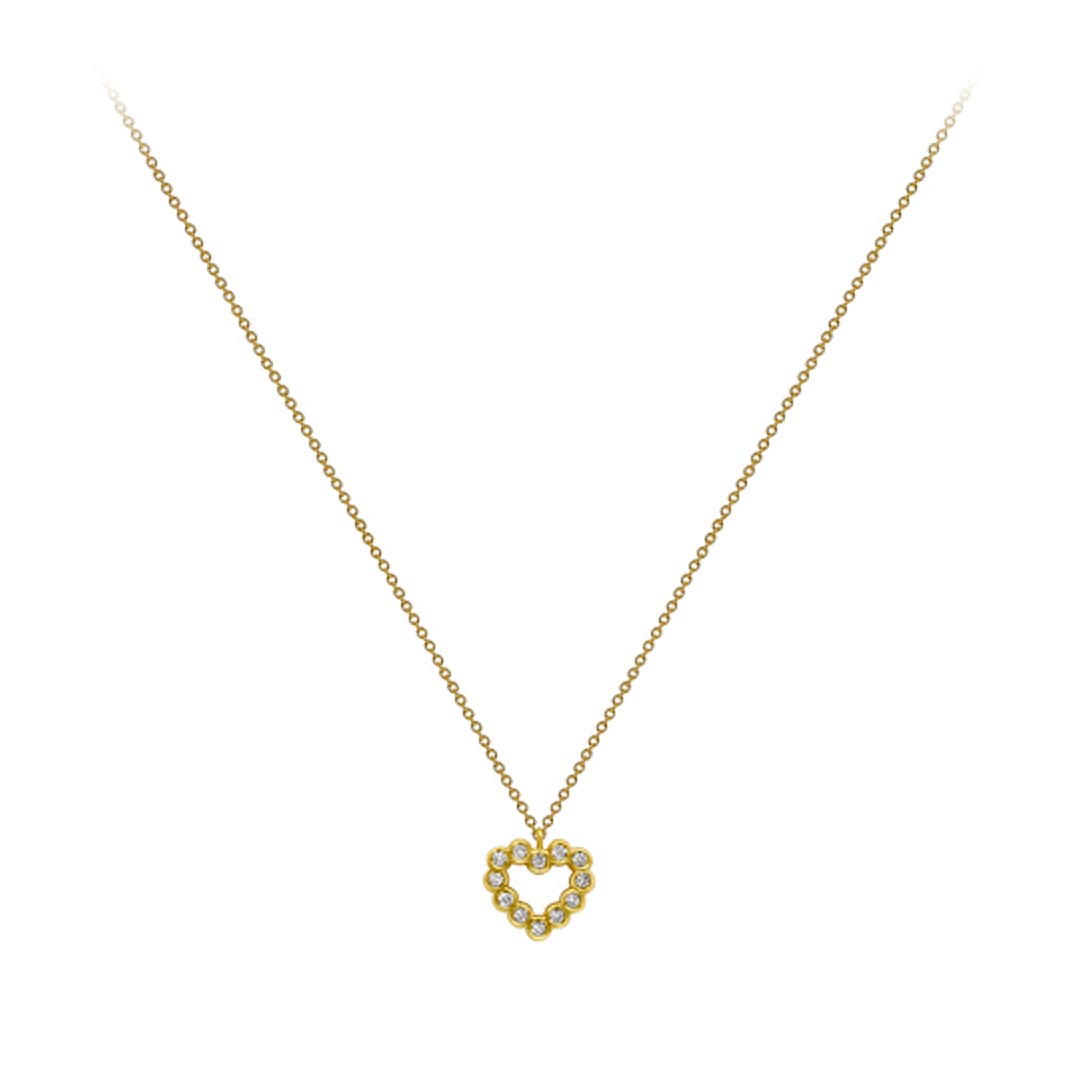 18ct Yellow Gold Heart Shape Diamond Necklace