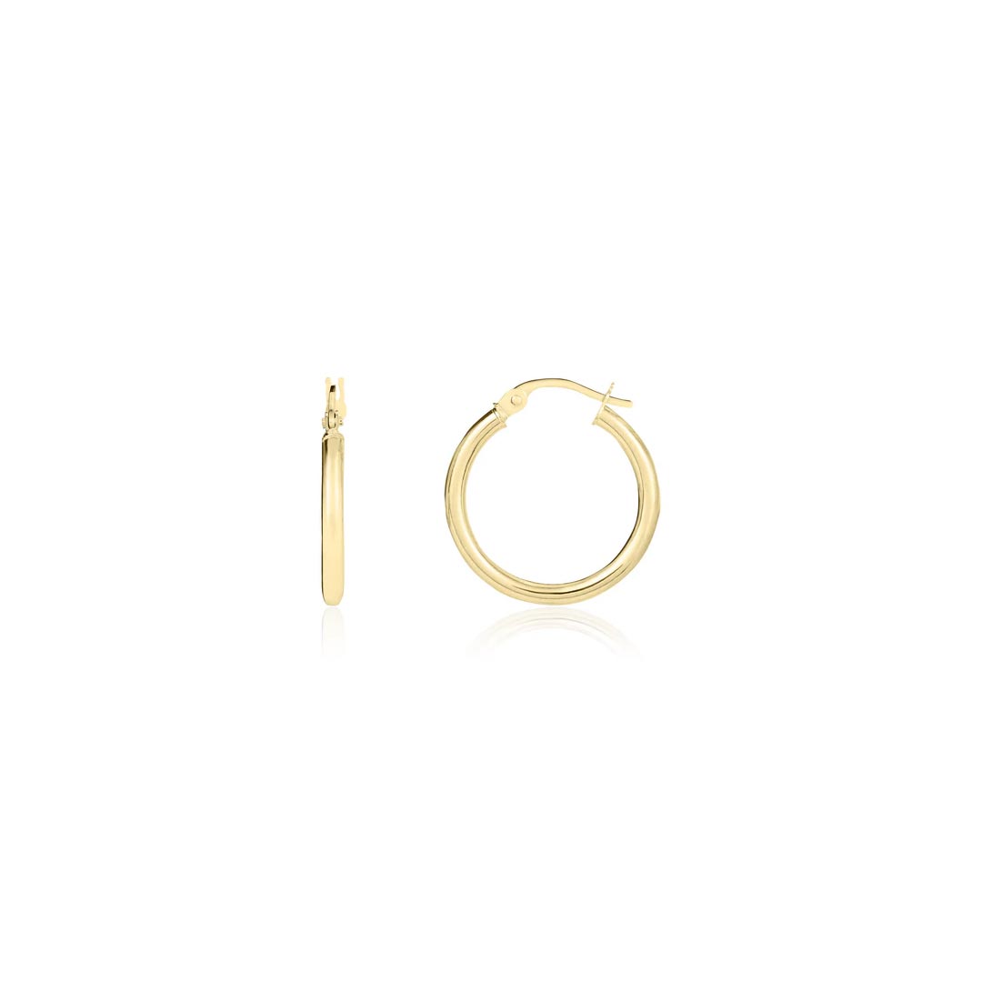 19mm 18ct Yellow Gold Plain Thin Hoop Earrings