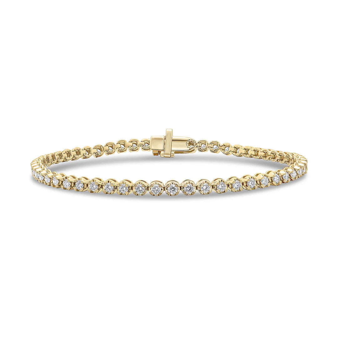 2.00ct Round Brilliant Cut Diamond 18ct Yellow Gold Tennis Bracelet