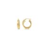 20mm 18ct Yellow Gold Thick Textured & Plain Double Hoop Earrings