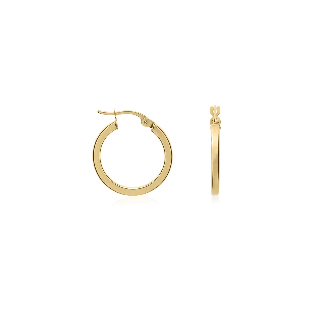 24mm 18ct Yellow Gold Square Tube Hoop Earrings