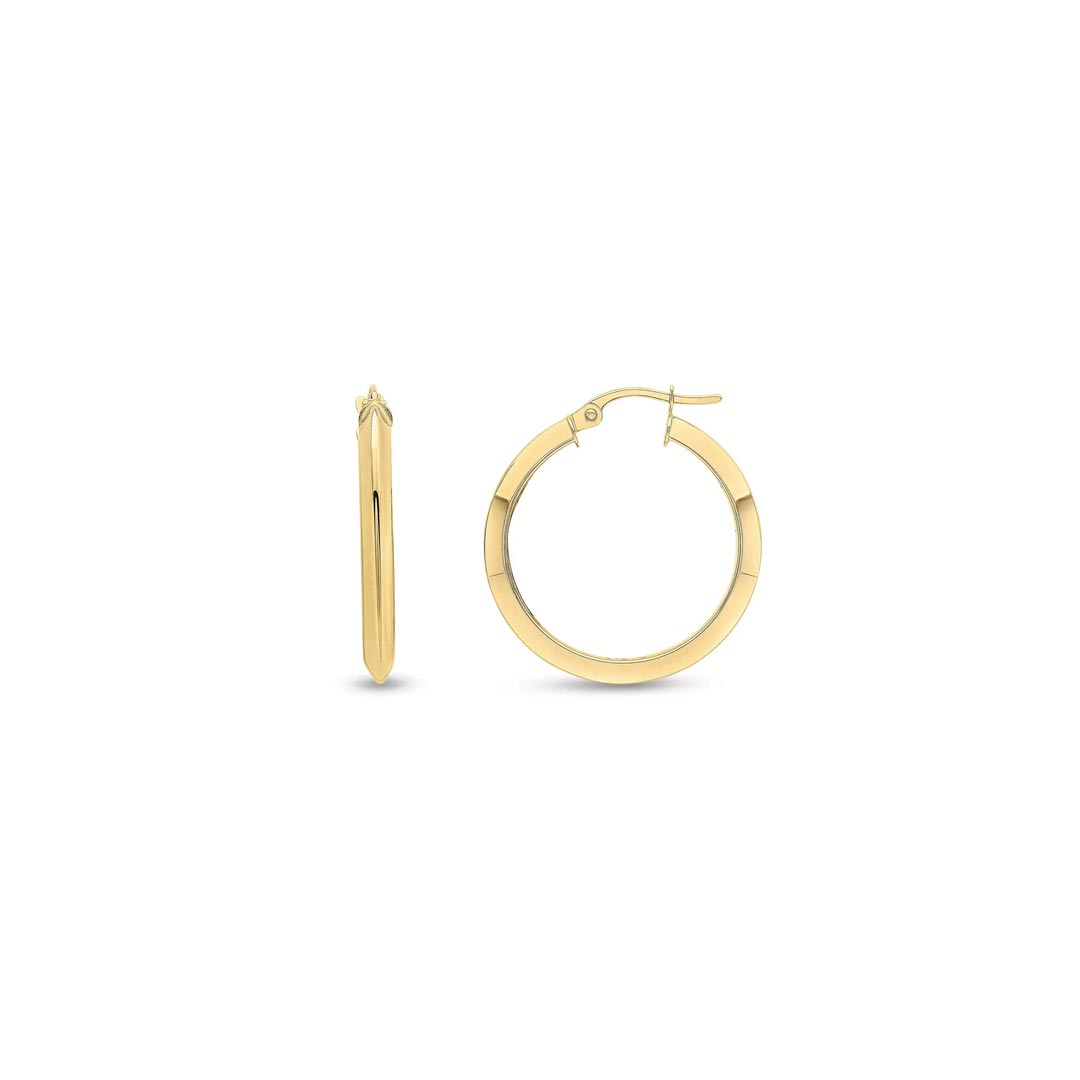 25mm 18ct Yellow Gold Knife Edge Hoop Earrings