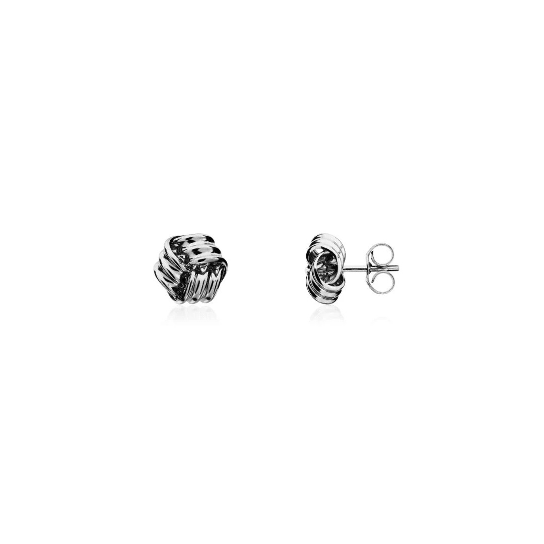 5mm 9ct White Gold Ribbed Knot Stud Earrings