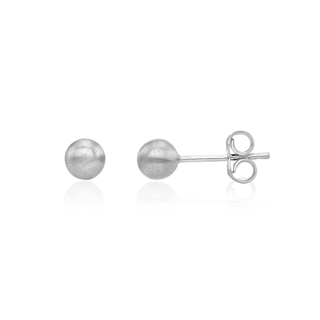 5mm 9ct White Gold Satin Ball Stud Earrings