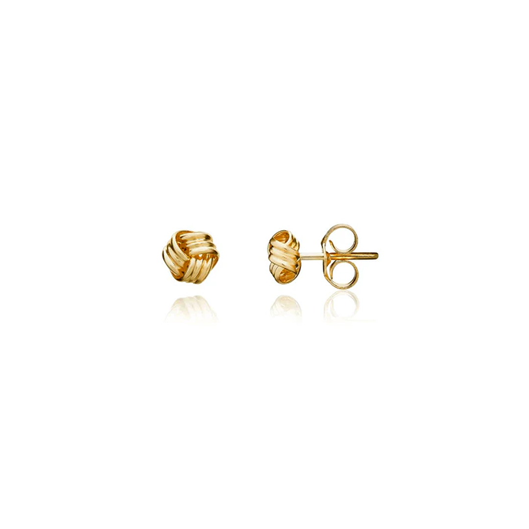 5mm 9ct Yellow Gold Ribbed Knot Stud Earrings