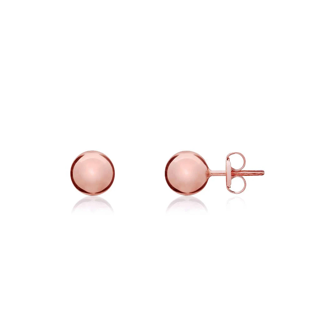 6mm 9ct Rose Gold Polished Ball Stud Earrings