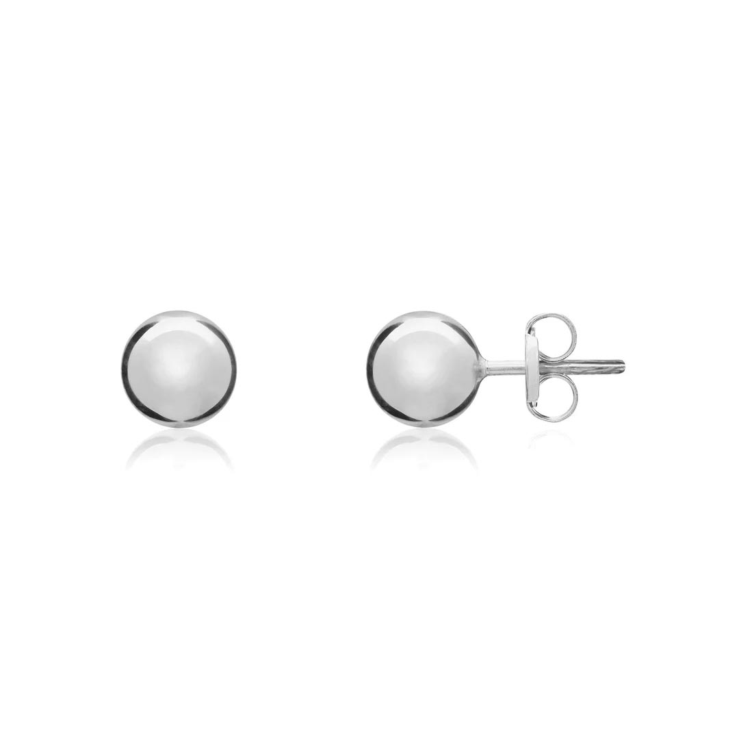 6mm 9ct White Gold Polished Ball Stud Earrings