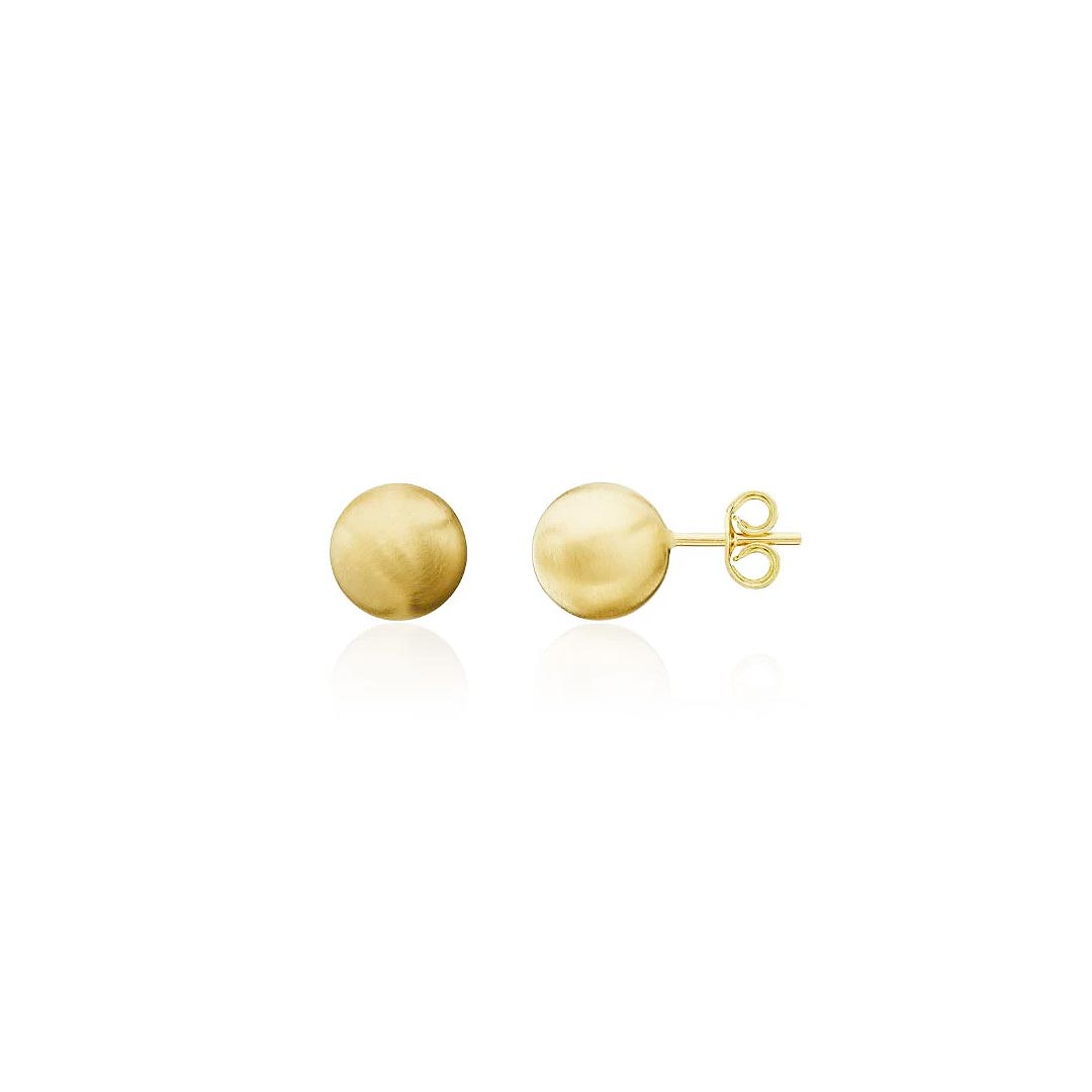 7mm 9ct Yellow Gold Satin Ball Stud Earrings