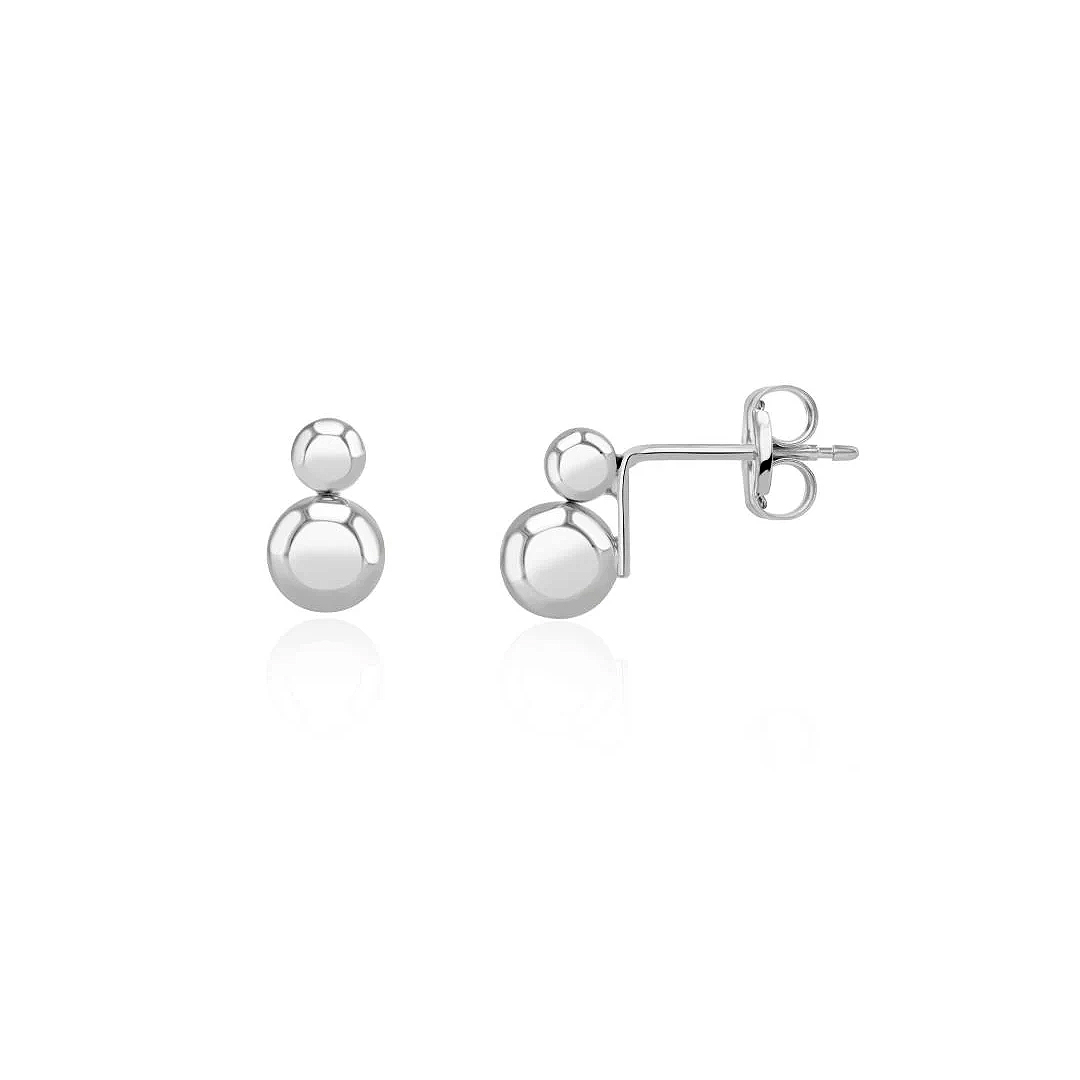 7.5mm 9ct White Gold Double Ball Stud Earrings