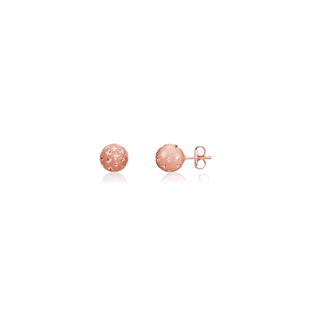 7mm 9ct Rose Gold Satin Star Ball Stud Earrings