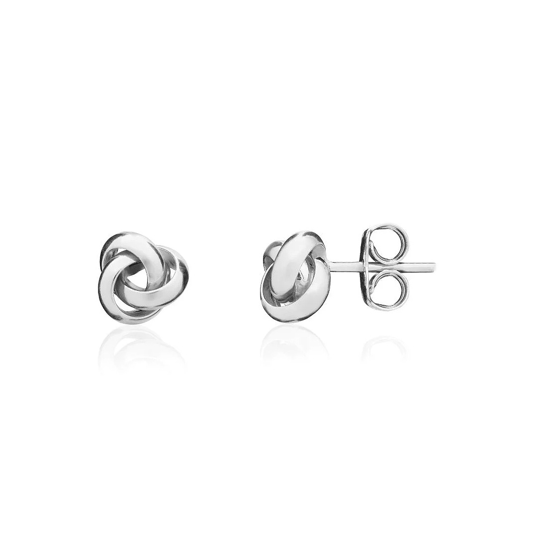 7mm 9ct White Gold Polished Knot Stud Earrings