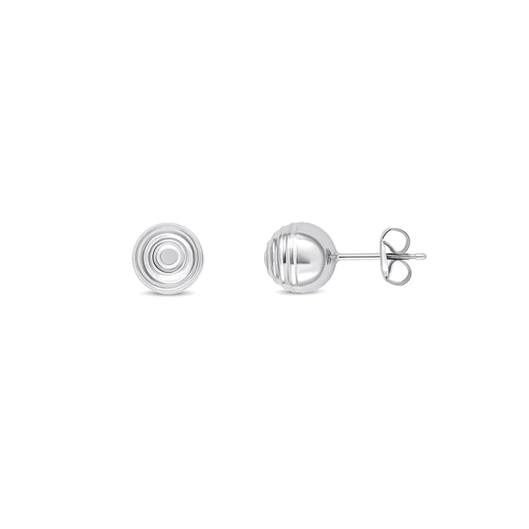 7mm 9ct White Gold Striped/Polished Stud Earrings