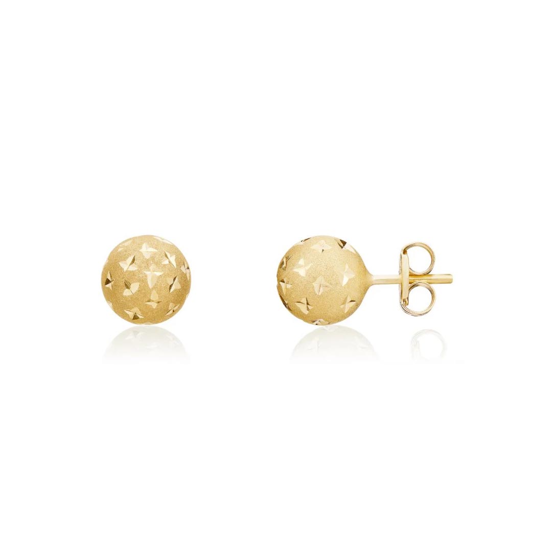 7mm 9ct Yellow Gold Satin Star Ball Stud Earrings