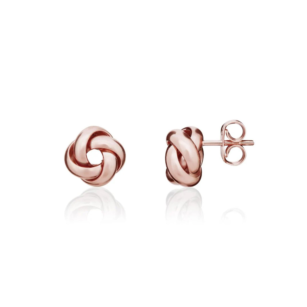 8mm 9ct Rose Gold Polished Four Strand Knot Stud Earrings