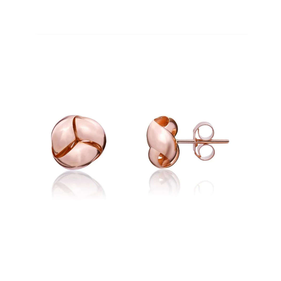 8mm 9ct Rose Gold Polished Knot Stud Earrings