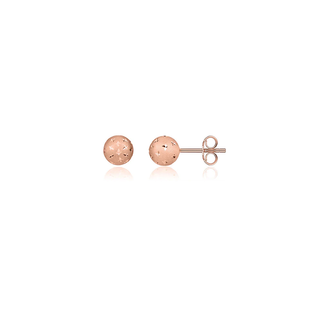 8mm 9ct Rose Gold Satin Star Ball Stud Earrings