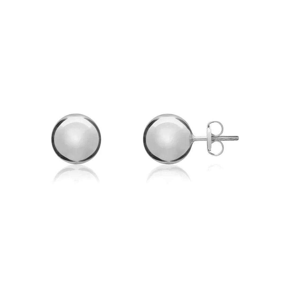 8mm 9ct White Gold Polished Ball Stud Earrings