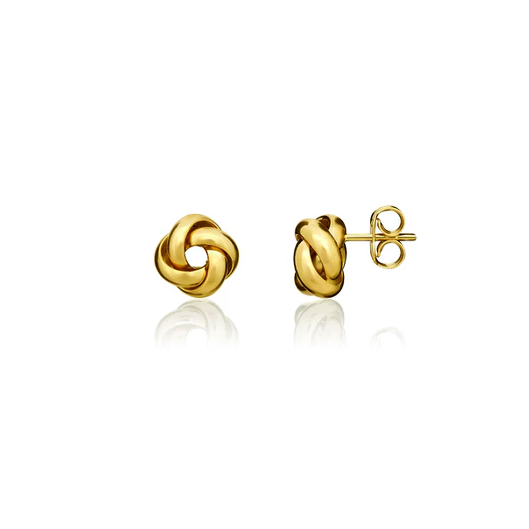 8mm 9ct Yellow Gold Polished 4 Strand Knot Stud Earrings