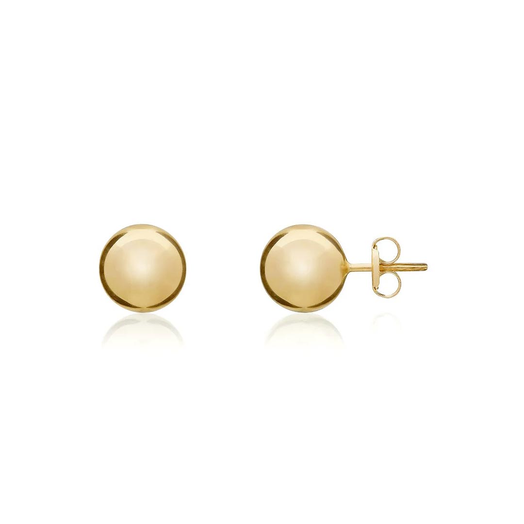 8mm 9ct Yellow Gold Polished Ball Stud Earrings