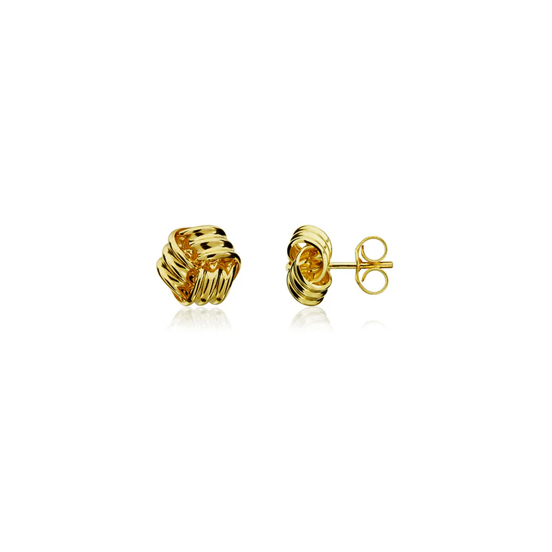 8mm 9ct Yellow Gold Ribbon Knot Stud Earrings