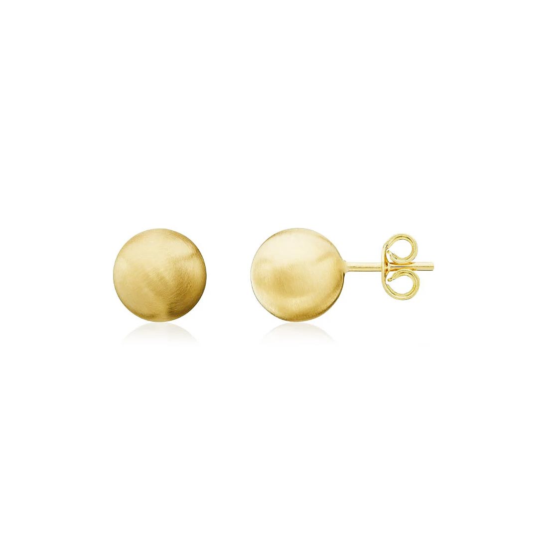 8mm 9ct Yellow Gold Satin Ball Stud Earrings