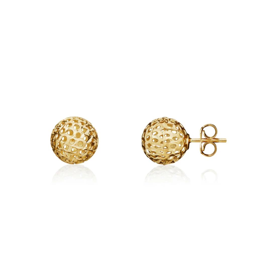 9.5mm 9ct Yellow Gold Pierced Ball Stud Earrings