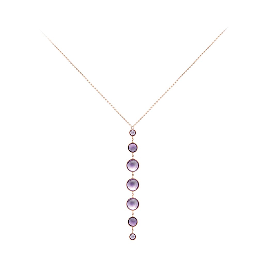 9ct Rose Gold Stone Set Amethyst Necklace