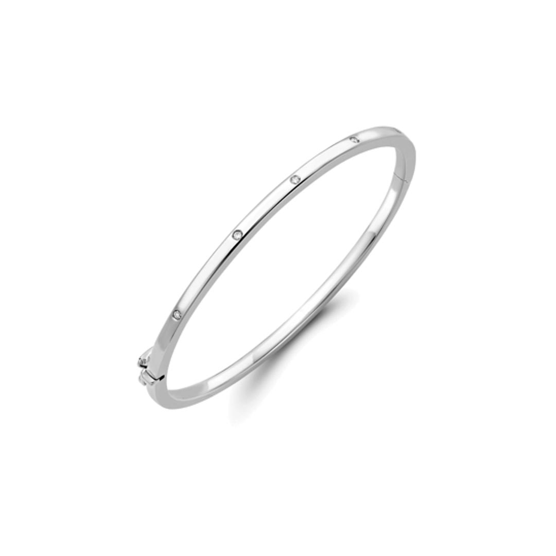 9ct White Gold Diamond Bangle