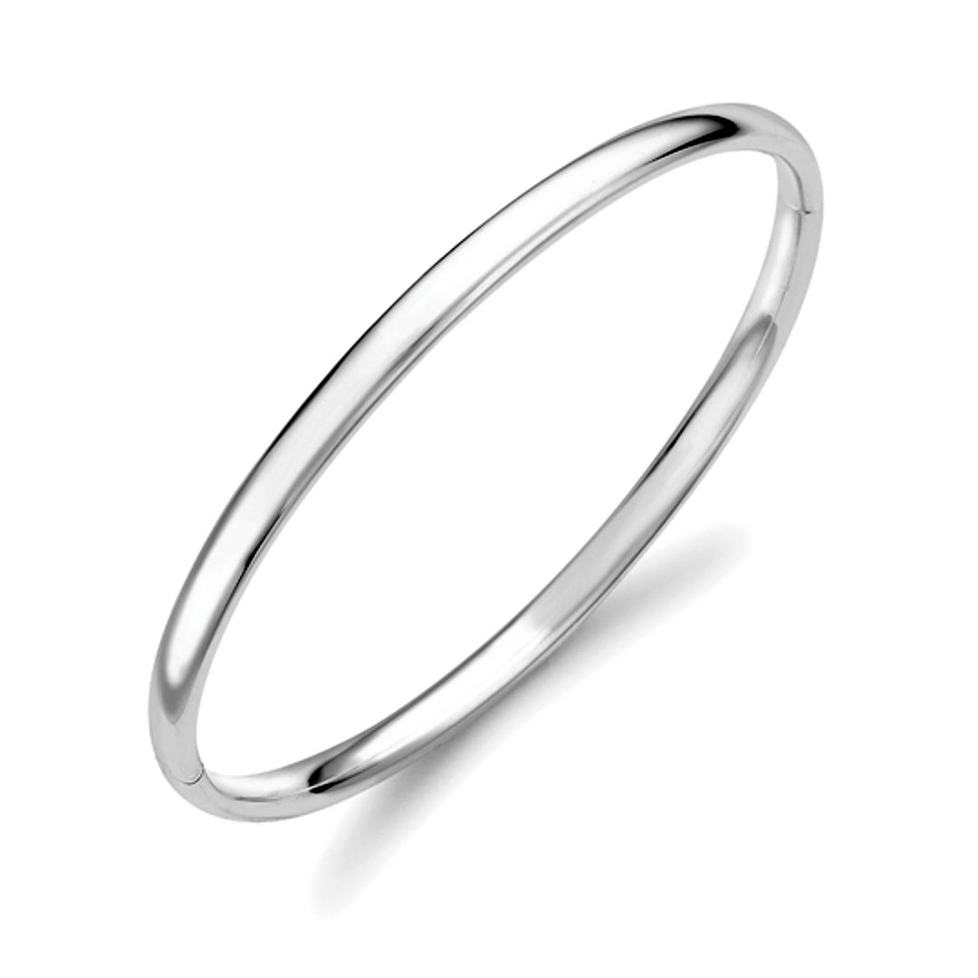 9ct White Gold Oval Solid Bangle