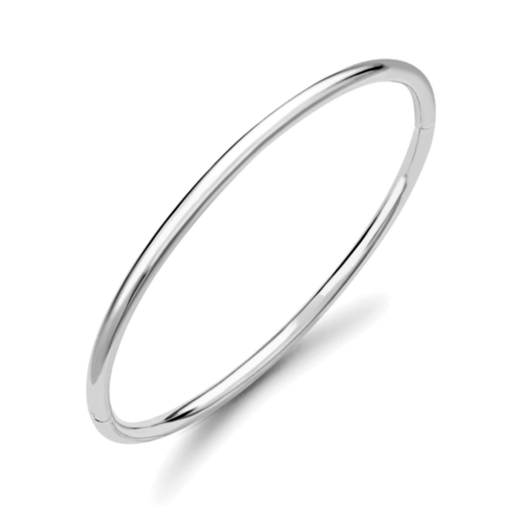 9ct White Gold Round Solid Bangle