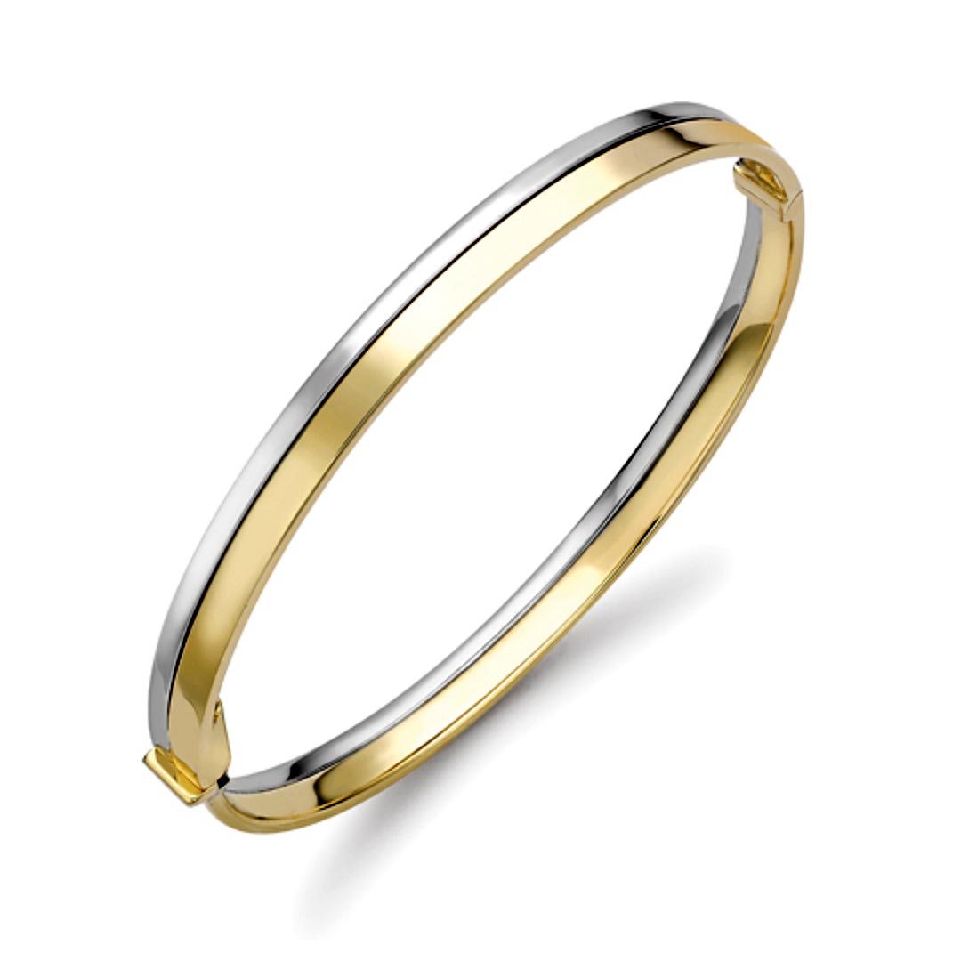 9ct Yellow & White Gold Two-Tone Bangle