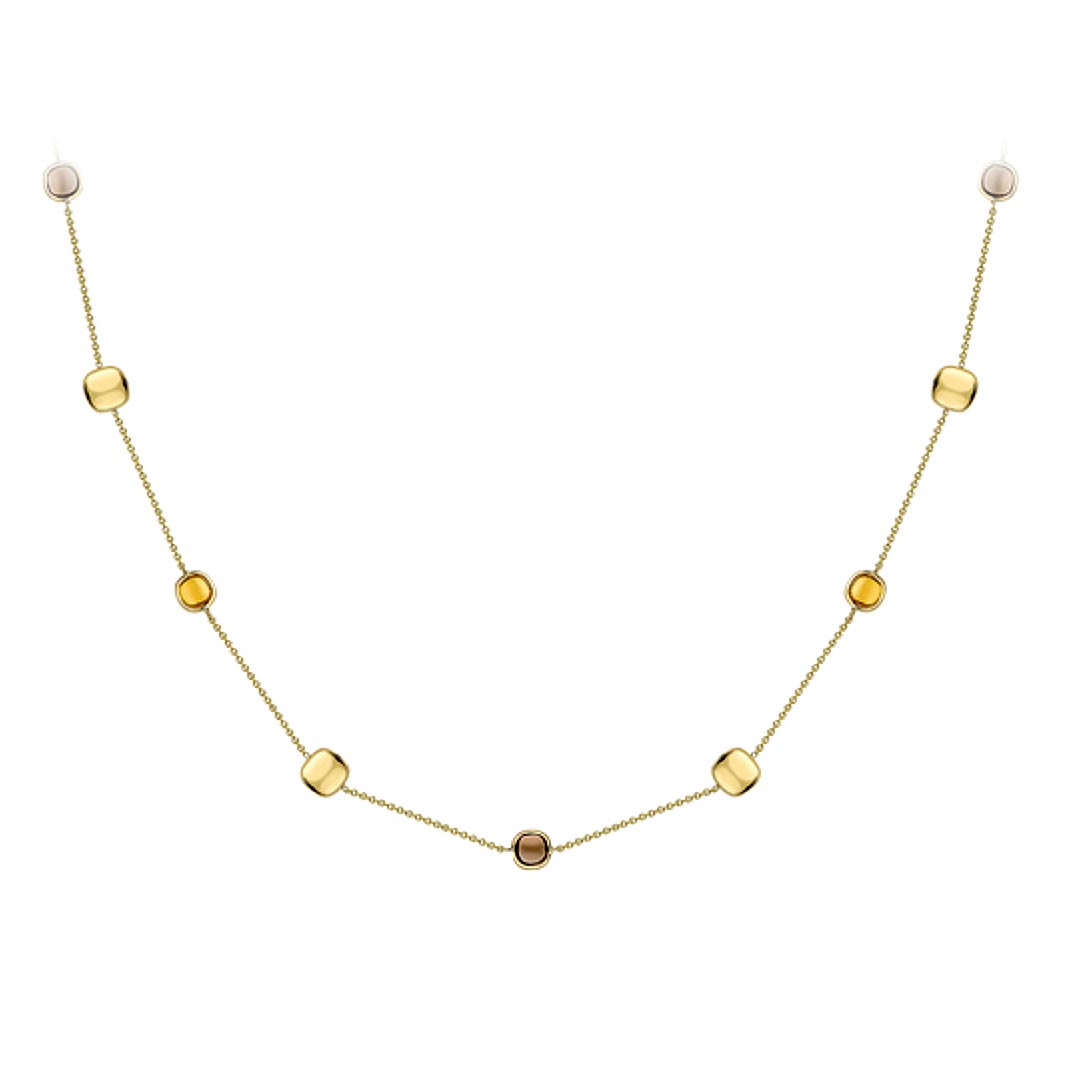 9ct Yellow Gold Citrine & Smokey Quartz Necklet