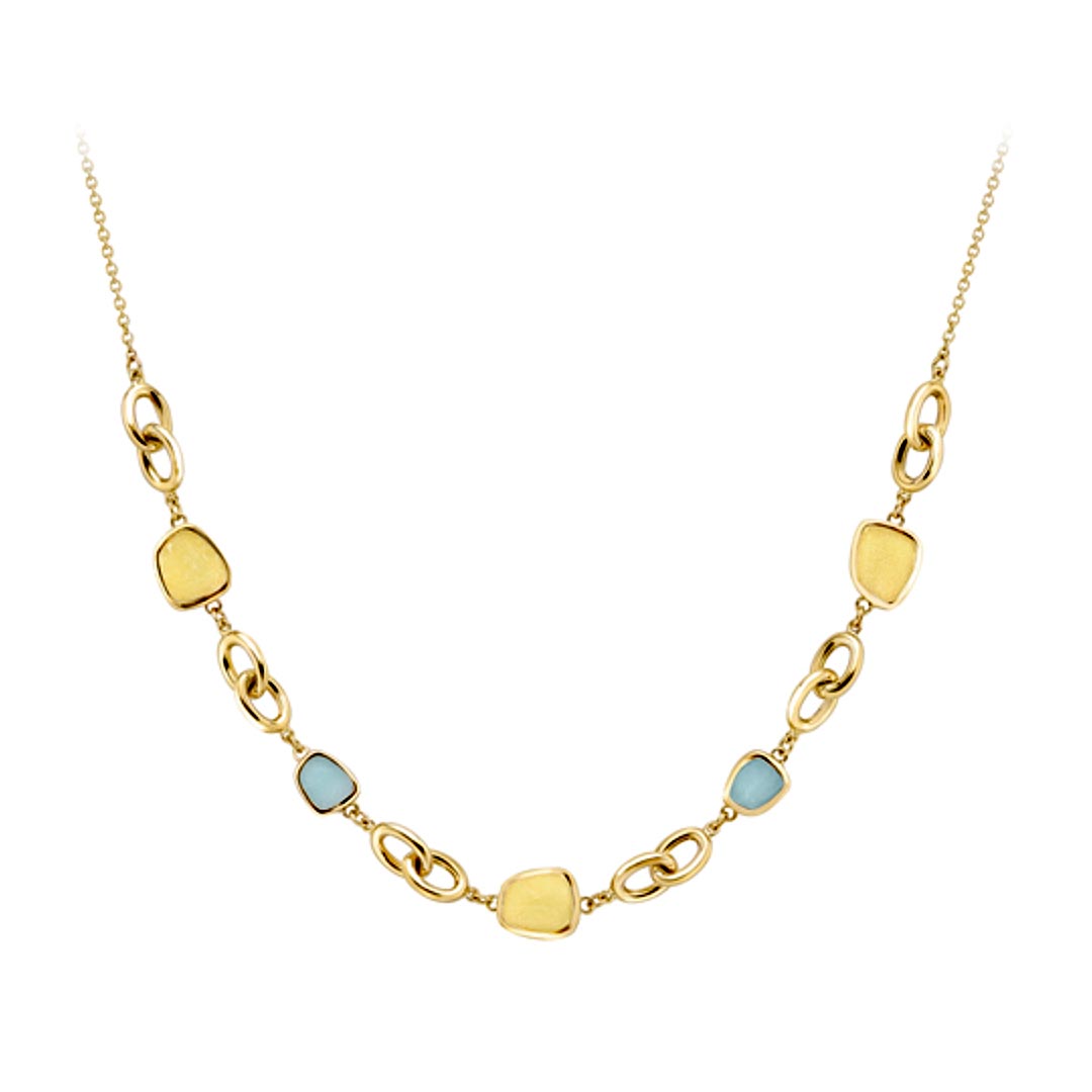 9ct Yellow Gold Stone Set Green Amazonite & Yellow Dolomite Necklet