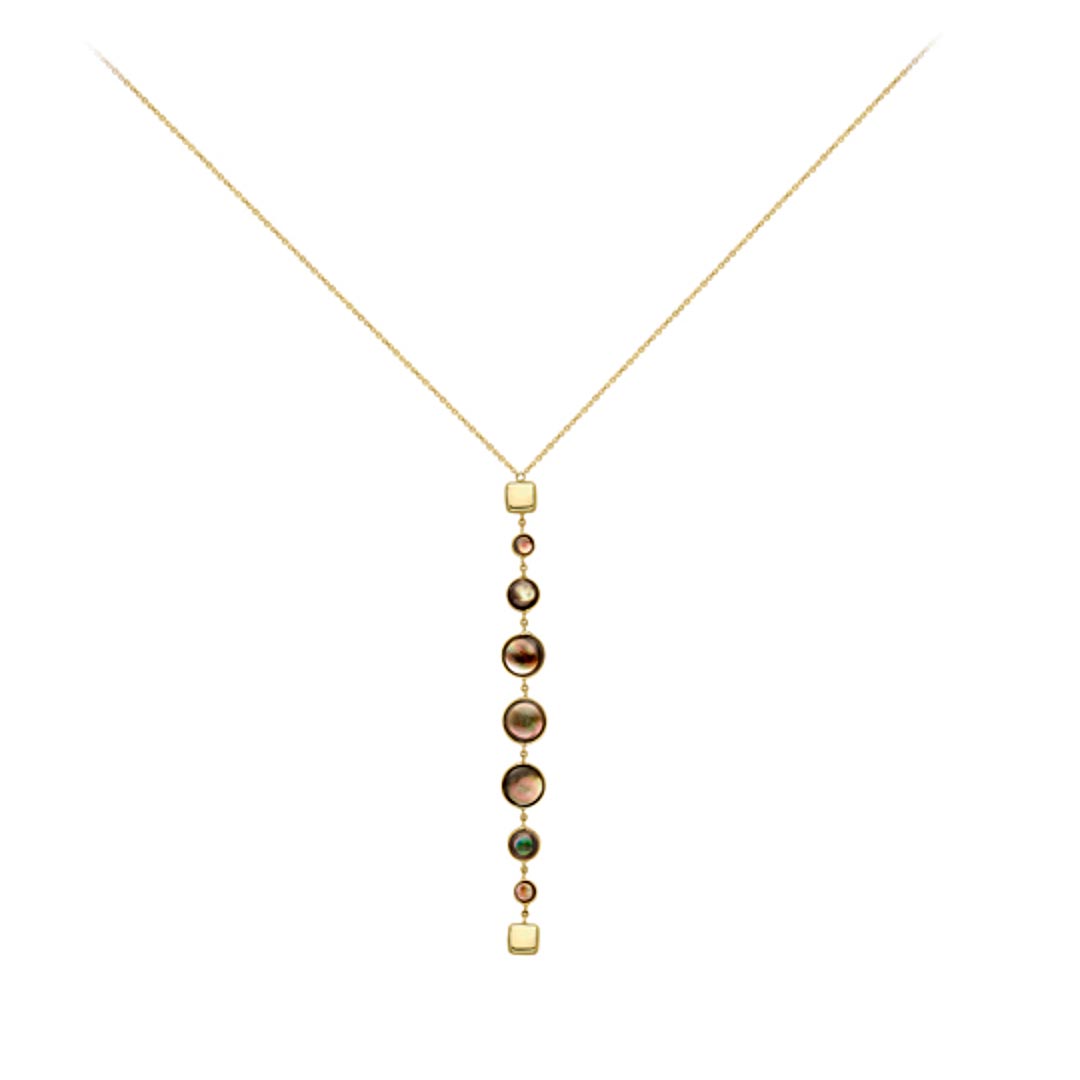 9ct Yellow Gold Stone Set Mother Of Pearl Necklace