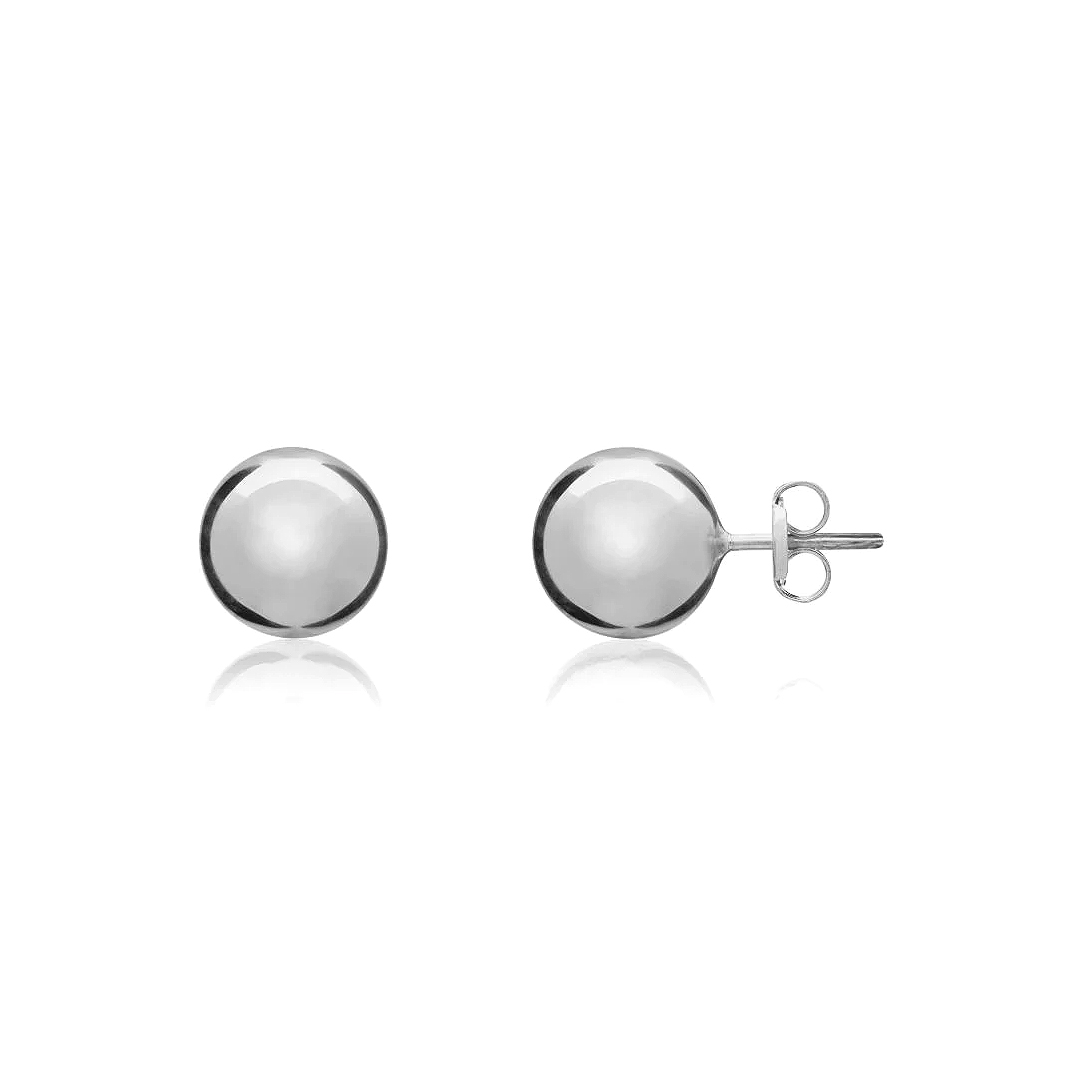 9mm 9ct White Gold Polished Ball Stud Earrings