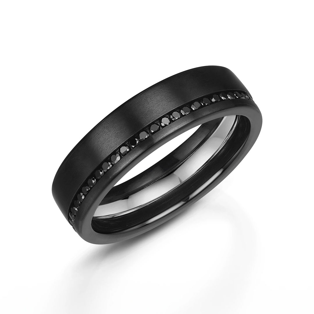 Black Diamond & Zirconium Wedding Ring