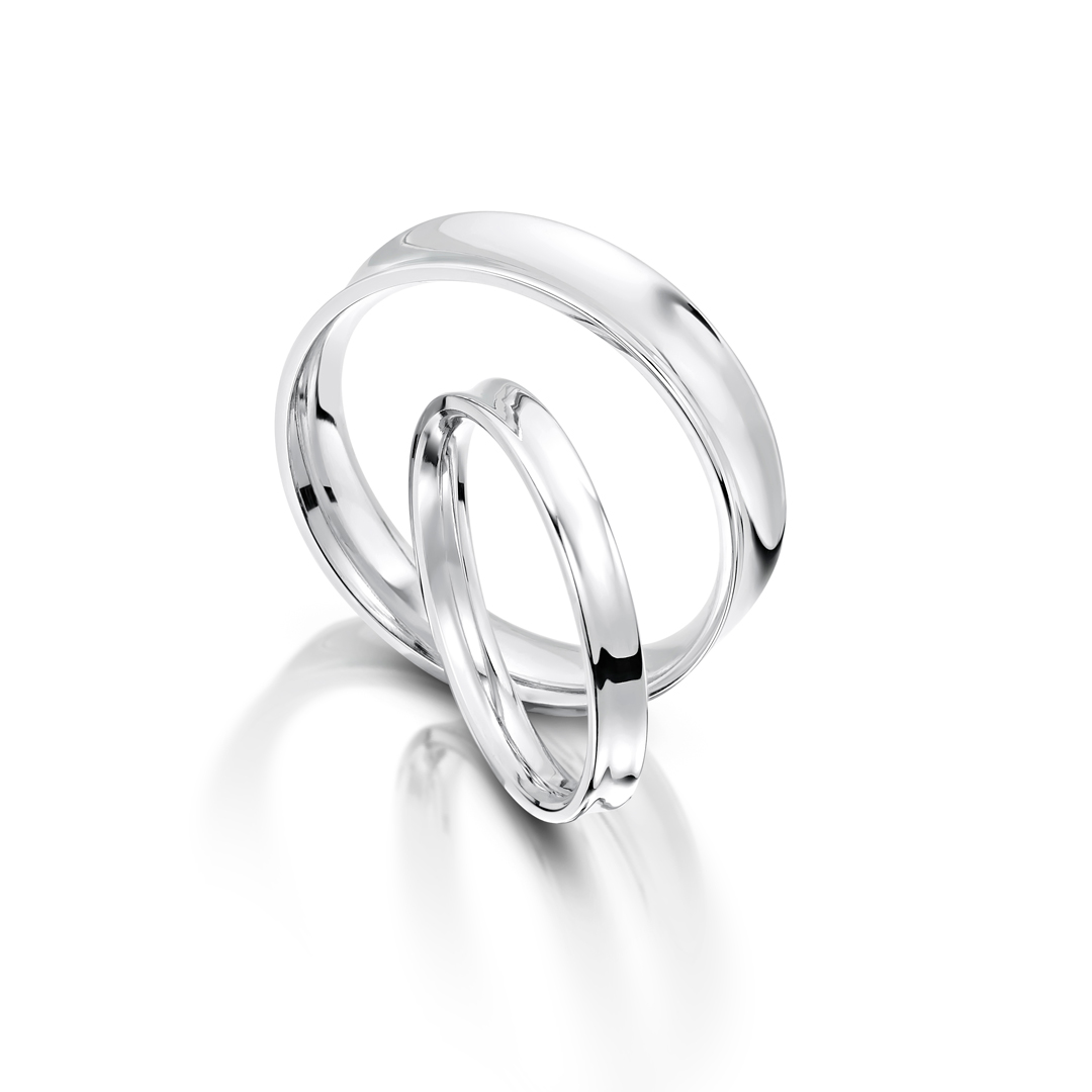 Concave Court Platinum Wedding Bands