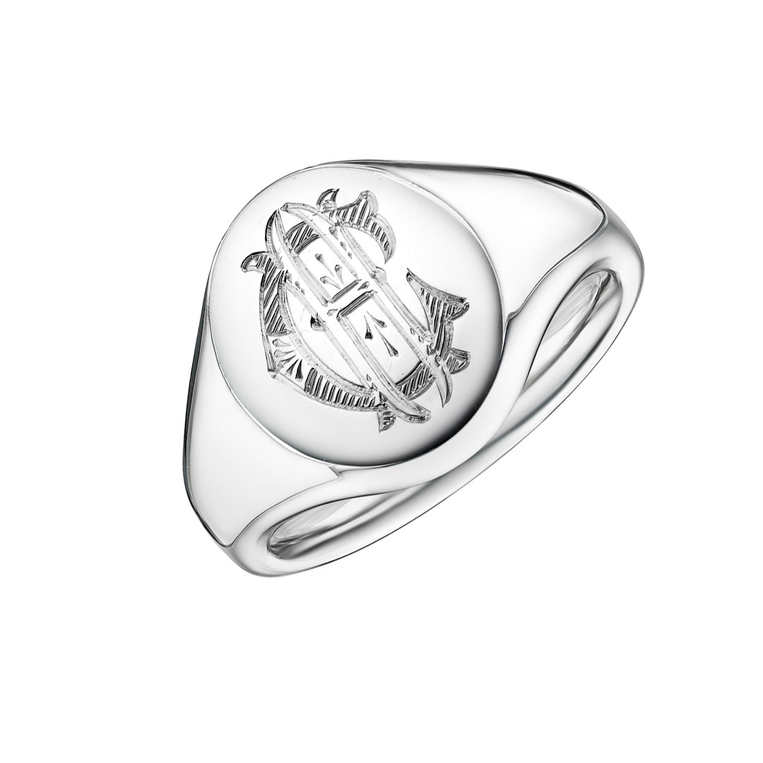 Crested Platinum Signet Ring