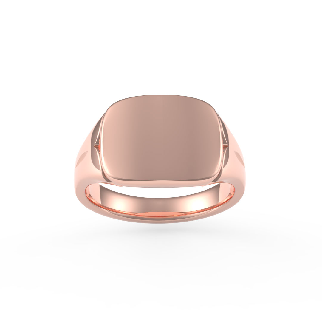 Curved Rectangle Plate Edge Pattern 18ct Rose Gold Signet Ring