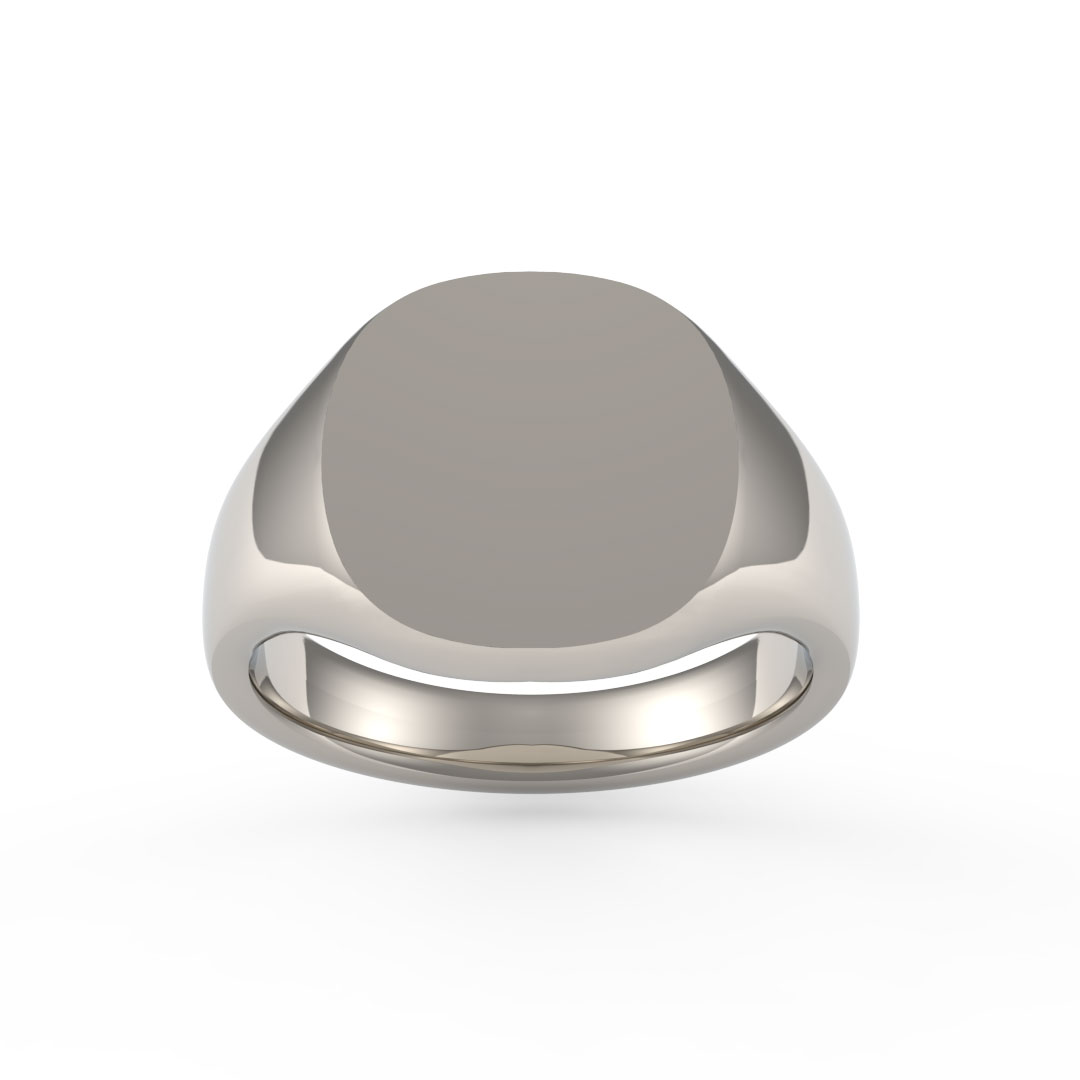 Cushion Plate 9ct White Gold Signet Ring