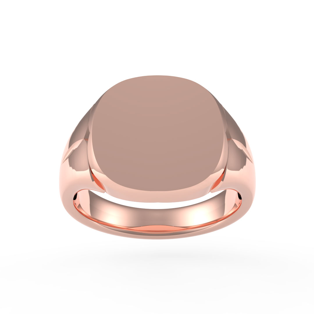 Cushion Plate With Edge Pattern 18ct Rose Gold Signet Ring